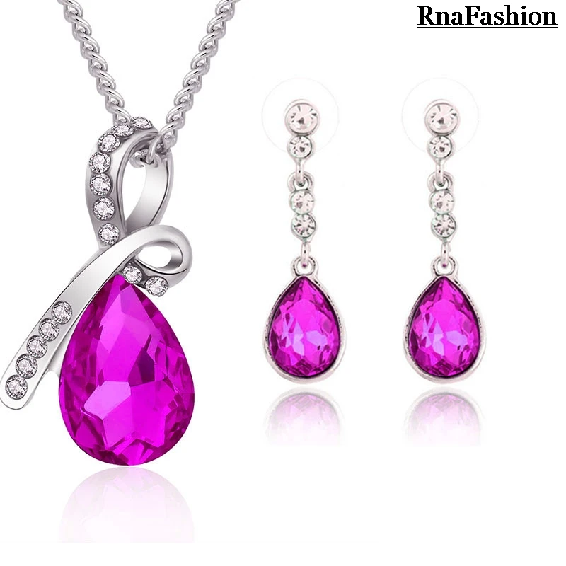 

2014 Wholesale Jewelry Sets Water Drop Pendant Necklace Earring Sets European And American Style For Women