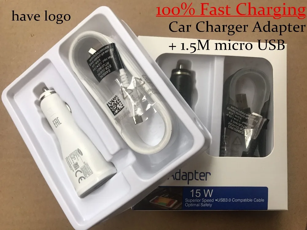 

10sets/lot original Fast Charging USB Car Charger Adapter+1.5M micro USB charger Cable For Samsung Note 4 S6 S8 S7 edge Note 5