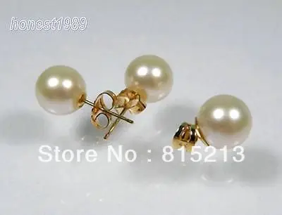 

56 CROWN 10mm AAA+++ WHITE PERFECT ROUND SOUTH SEA PEARL SET EARRING&PENDANT 14K