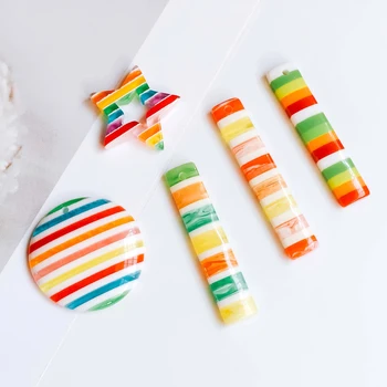 

Ear Drop Multicolors Rectangle Earring Accessories Pendant Necklace Charms Diy Handmade Material Components 8pcs