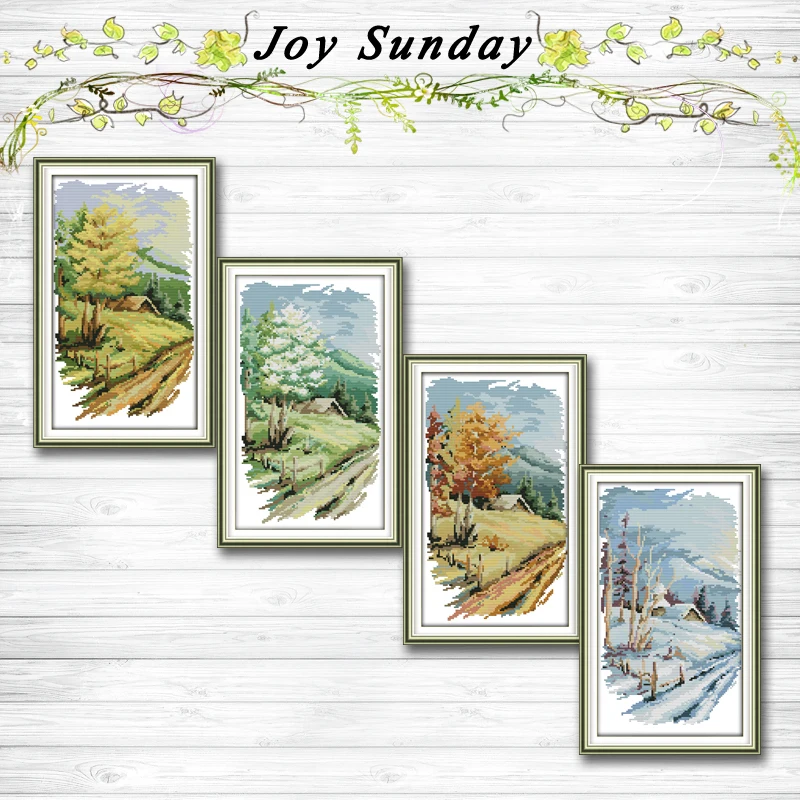 

Long version of the four seasons painting 14CT11CT counted cross stitch kits embroidery set Needlework Set chinese cross stitch