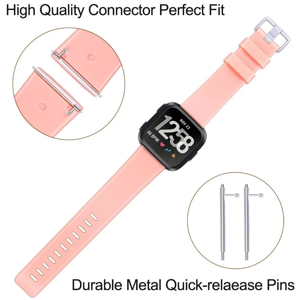 Replacement Band For Fitbit Versa/Versa Lite Strap With Screen Protector Silicone Bracelet Accessories For Fit Bit Versa Band