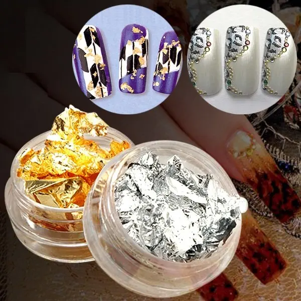 Sanwony, Новое поступление, 24 шт. золотые наклейки для ногтей, серебряная блестка, флейка, фольга DIY, акриловая УФ-Гелевая пейджер, и