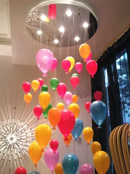 

Fashion modern led children bedroom colorful balloon pendant light multicolour glass ball dining room stair droplight lamp