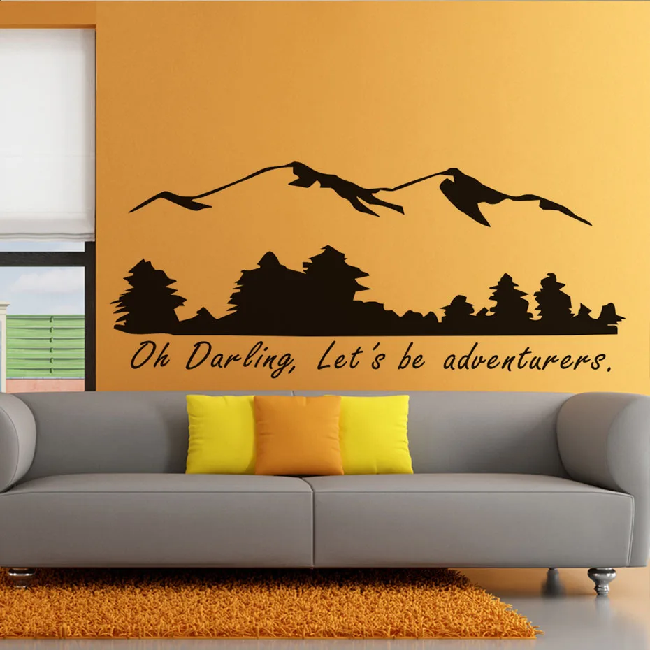 

Oh Darling Let'S Be Adventurers Wall Stickers Mountain And Forest Home Decor muursticker Vinyl Stickers Bedroom Wall Decals
