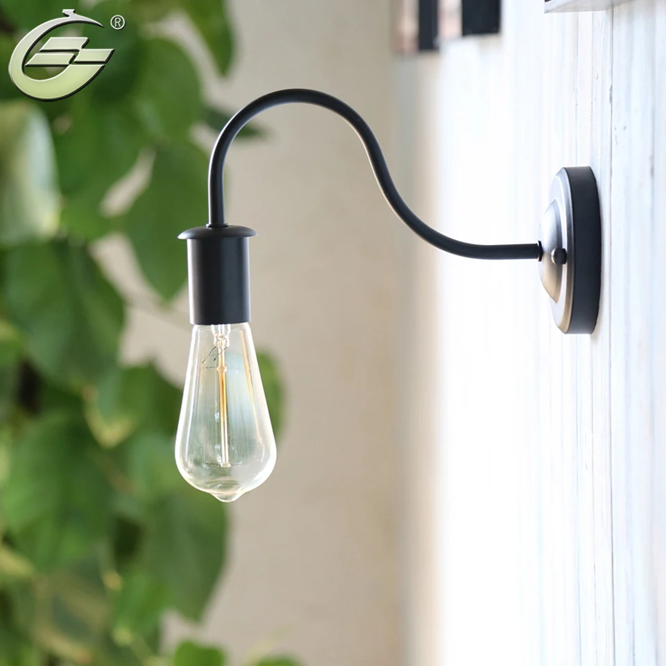 Retro Iron Wall Lamp E27 Black Indoor Vintage Wall Lighting Fixture Lights for Bar Living Room ...