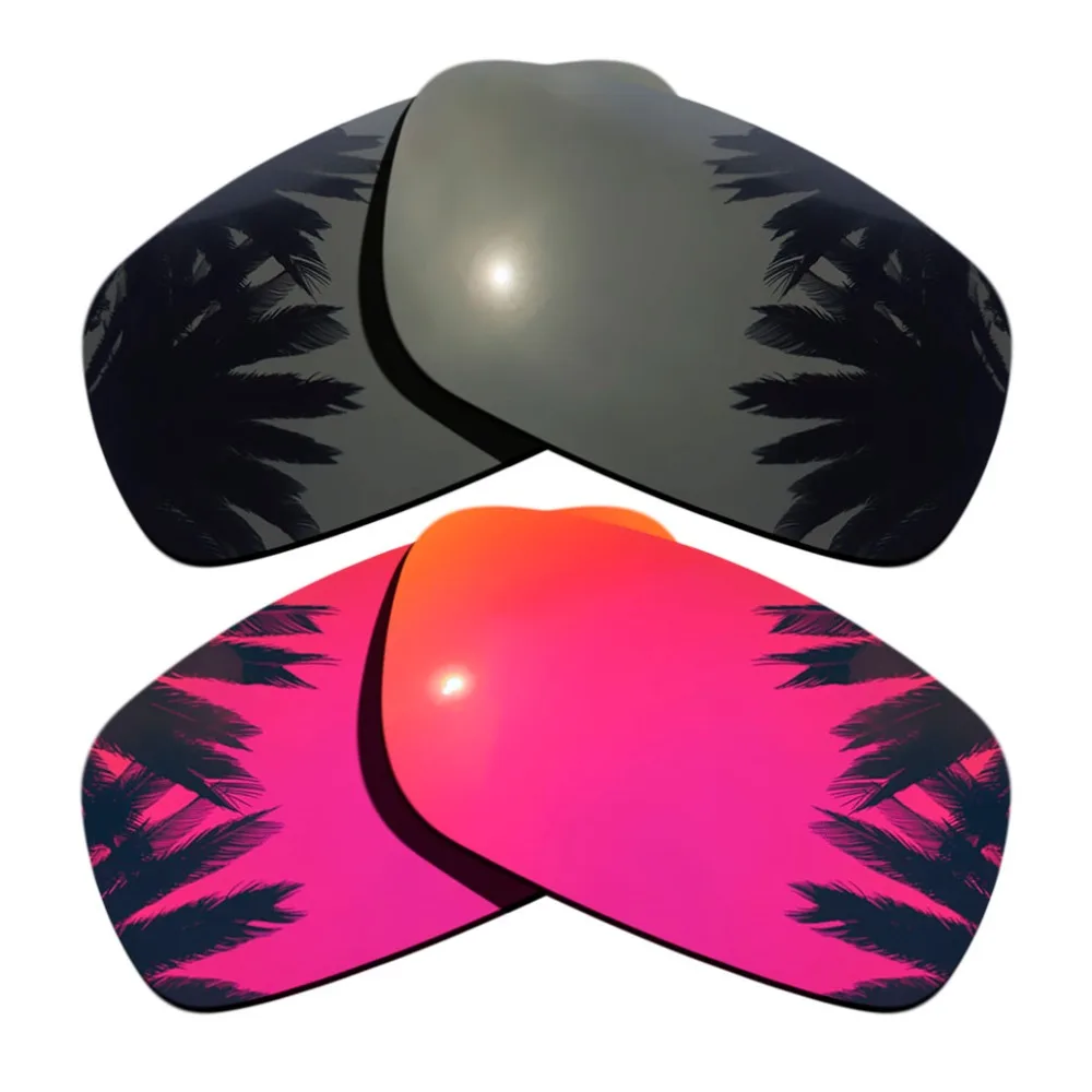 

(Black+Midnight Sun Mirrored Coating) 2-Pairs Polarized Replacement Lenses for Crankshaft 100% UVA & UVB Protection