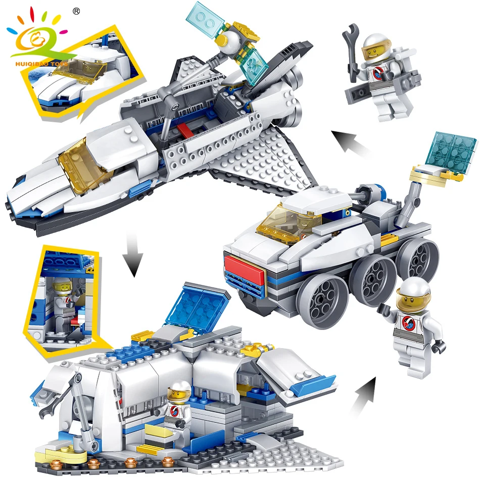 

305PCS 3 Sthyle Space Station Base Spaceship Building Blocks Legoing Space Car Scientist Figures Toys For Children