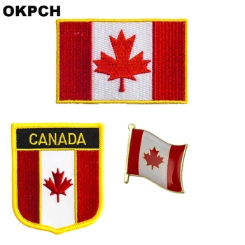 

Canada National Flag Embroidered Iron on Patches for Clothing Metal badges PT0083-3