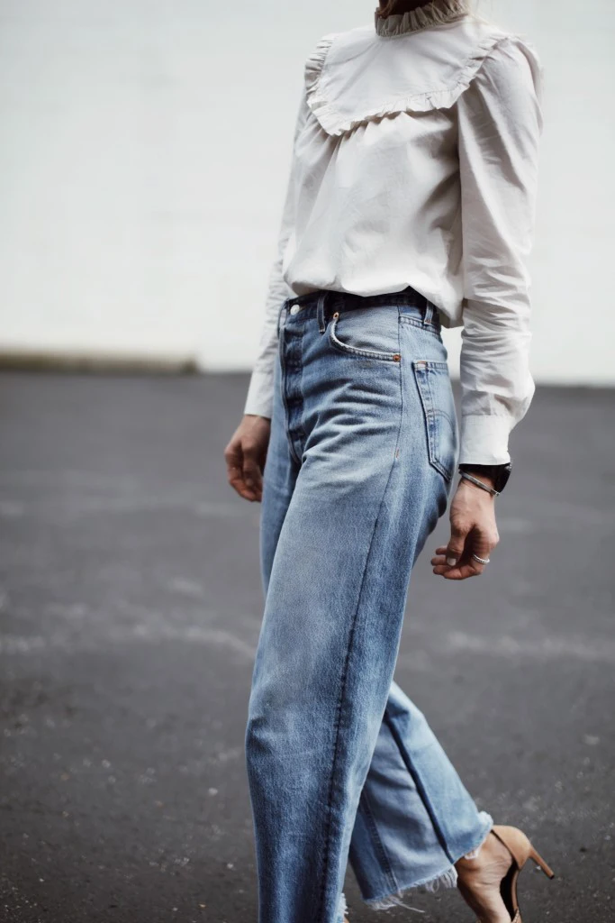 AEL модные джинсы с высокой талией и широкими штанинами, женские свободные повседневные джинсовые штаны в стиле пэчворк, весна, новые ковбойские широкие брюки
