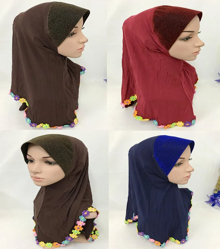 hijab scarf amira khaleeji wrap new design scarf with flower scarf 4