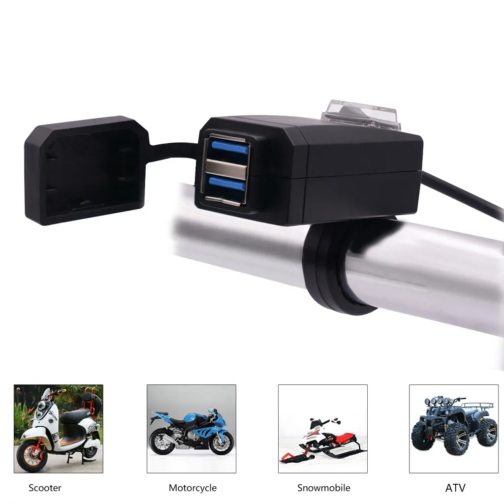 

Motorcycle Cigarette Lighter Socket Outlet Dual USB Charger LED Voltmeter+Switch Accesorios de coche #YL5