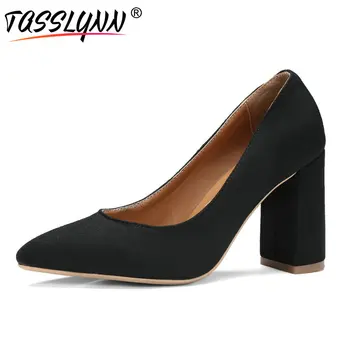 

TASSLYNN 2019 Women Pumps Elegant Hoof High Heels Pointed Toe Shoes Wedding Spring Autumn Concise Party Women Shoes Size 34-43