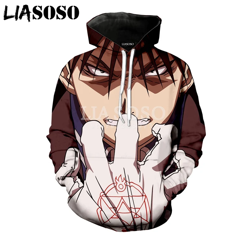 

LIASOSO Winter Fashion Men Women 3D Print Anime Fullmetal Alchemist Hoodie Funny Long Sleeve Sweatshirt Casual Pullover A039-09