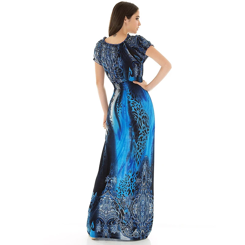 Robe longue femme ete летнее леопардовое пляжное платье с v-образным вырезом, коротким рукавом, длина до пола, большой размер 6XL, сарафан, Длинное Макси платье