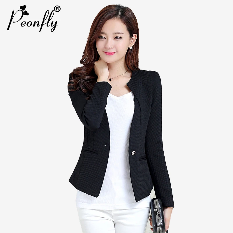 

Spring Autumn Winter Women Slim Blazer Coat Plus Size3XL Casual Jacket Long Sleeve One Button Suit Lady Blazers Work Wear