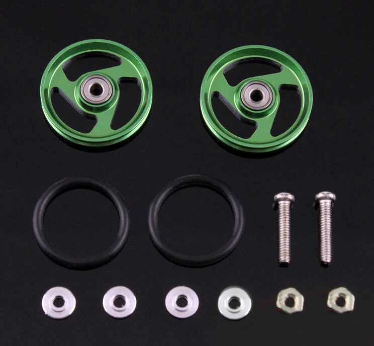 8 шт. 19 мм алюминиевая направляющая ролики с уплотнительным кольцом направляющие колеса запасные части для Tamiya Mini 4WD модель автомобиля - Цвет: green