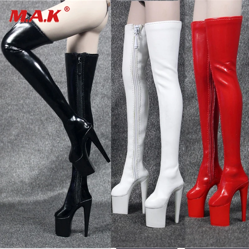 ZYTOYS ZY1014 масштаб 1/6 белые/красные/черные длинные сапоги на молнии модель обуви
