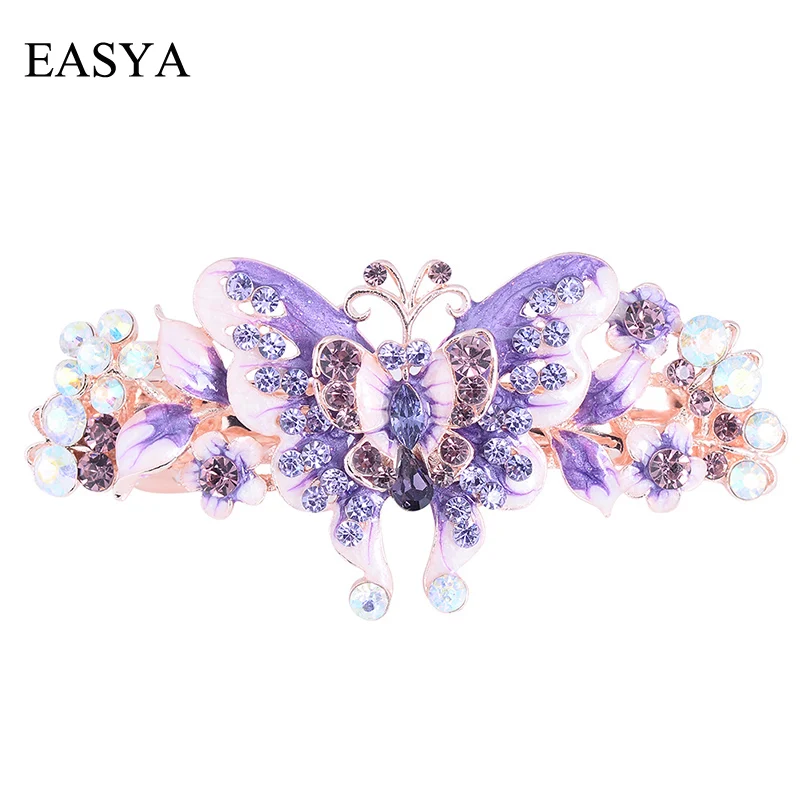 EASYA большая эмалированная заколка-бабочка с кристаллами, заколка для волос, новая мода для женщин и девушек, красивая заколка для волос, аксессуары для волос, украшения