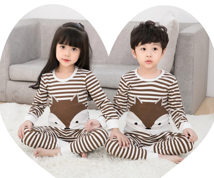 Детская осенняя одежда, пижамные комплекты для мальчиков и девочек от 3 до 10 лет Детская одежда для сна с длинными рукавами детские пижамные комплекты для девочек