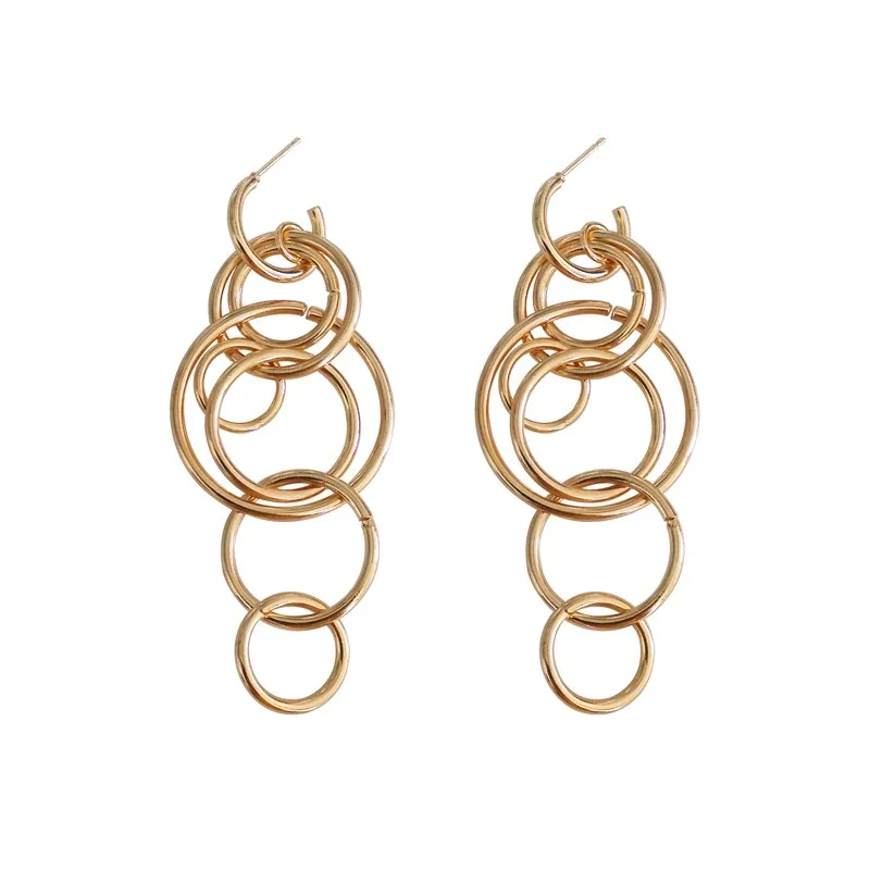 

Europe and the United States exaggerated fashion jewelry earrings long geometric personality round earrings women's jewelry