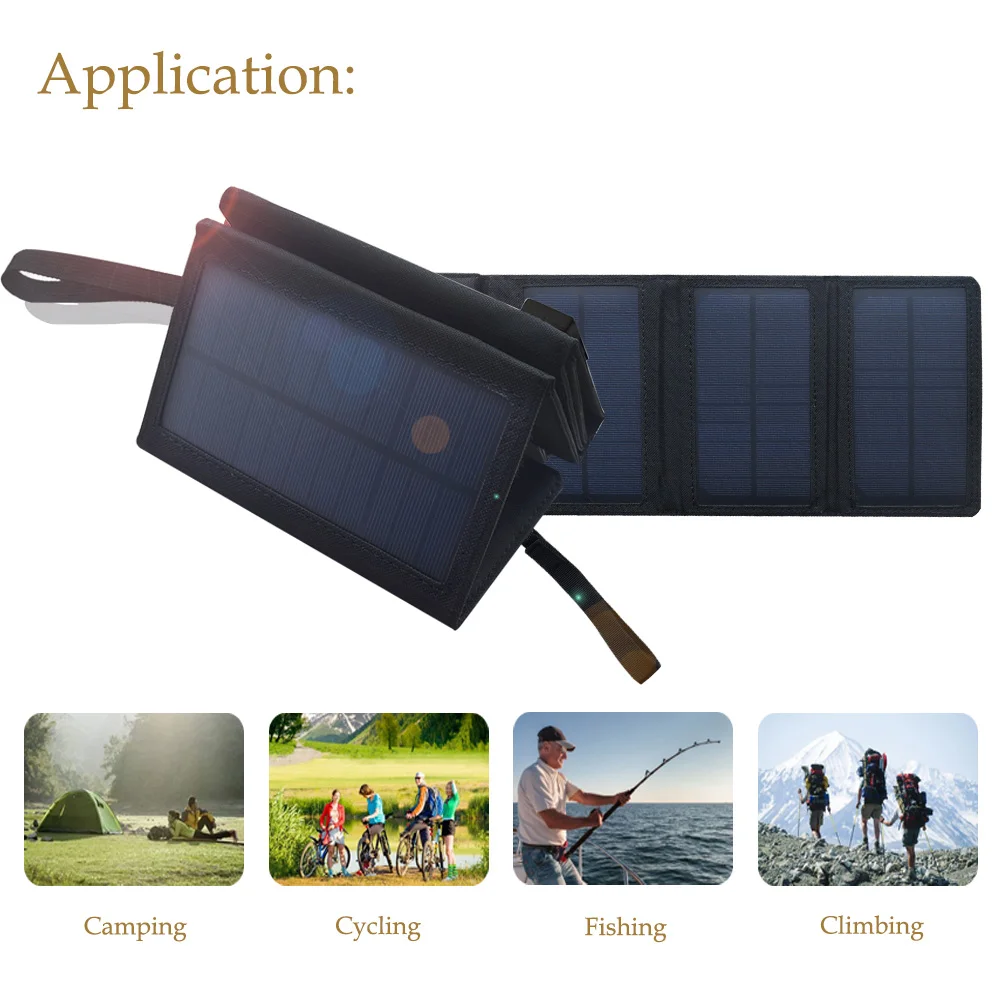 Xinpugaung солнечная панель 10 Вт 5 В складное портативное солнечное зарядное устройство, внешний аккумулятор для зарядки телефона, планшета, кемпинга, путешествий