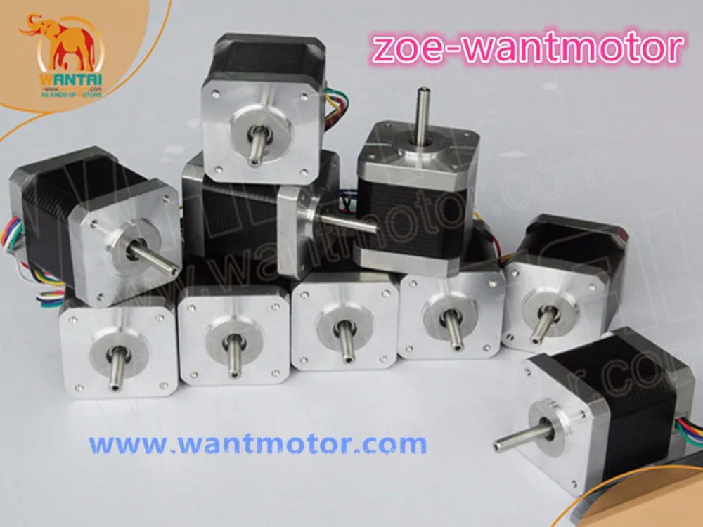 

EU&USA&Asian are free shipping!10pcs Nema 17 wantai stepper motor 42BYGHW804 4800g.cm 1.2A CNC Mill 3D Printer Machine