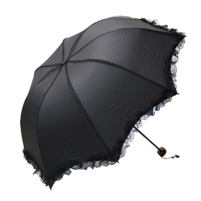 High Quality Women Sun Rain Umbrella Anti UV Waterproof Parasol Folding