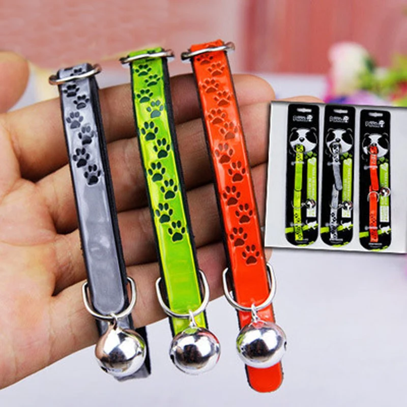 

Paw Reflective Dog Cat Traction Rope Haulage Rope Necklace Pet Leash Retractable Cats Collar Leash Chain Collars with Bell
