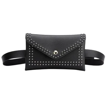 

Women Rivets Solid Waist Bag Outdoor Stylish Small Square Chest Bag Fashion Pu Leather Hasp Messenger Bag torebki damskie