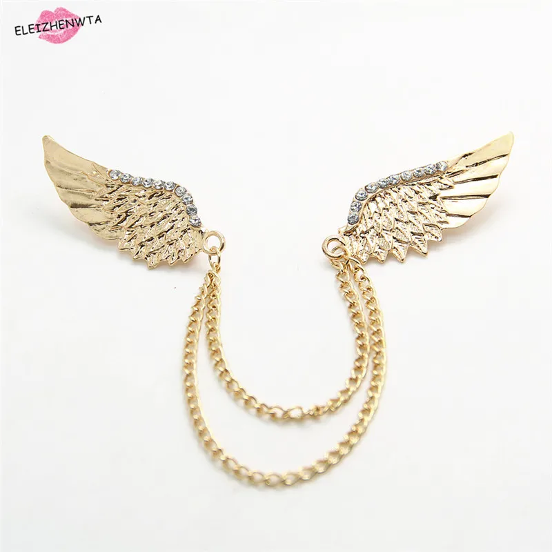 

Fashion Women Men's Collar Brooch Angel Wings Brooches Gold-Color Collar Double Brooch Men Boutonniere Pin Brooches Party Bar
