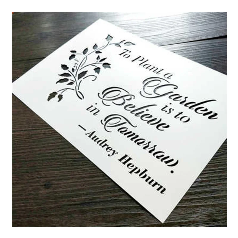 

1piece A4, Audrey Hepburn Gardening Poem Stencil,Reusable template for canvas painting,Scrapbook,Crafting,Home Decor