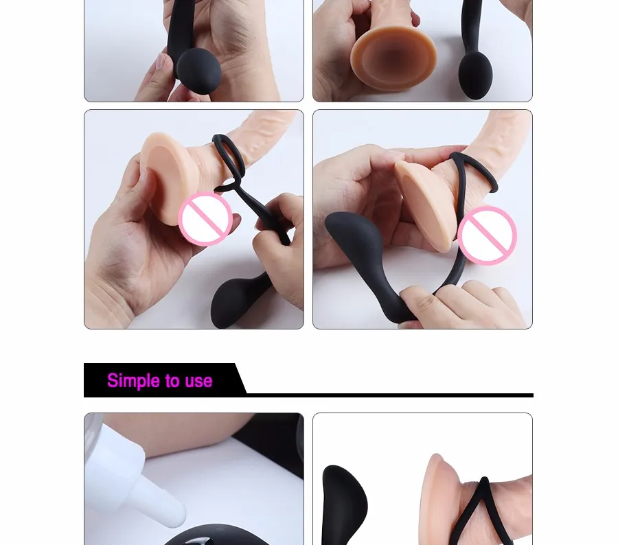 LURE Silicone Double loop anal plug dilators Male Prostate Massager Cock Ring Sex Toys Butt Plug for Men gay Adult Erotic shop 12