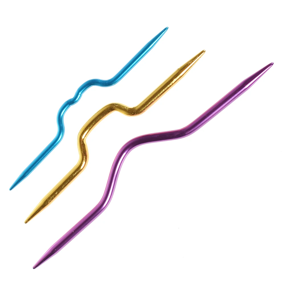 

3Pcs/lot Aluminum Curved Crochet Hooks Knitting Needles for Scarf Sweater Twist Weaving Knitting Tool Sewing Accessories