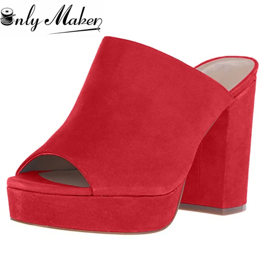 

Onlymaker Womens 14cm Heel Height High Heel Shallow Slip On Platform Pumps Sandals Woman Sunmmer Shoes Big Size US15