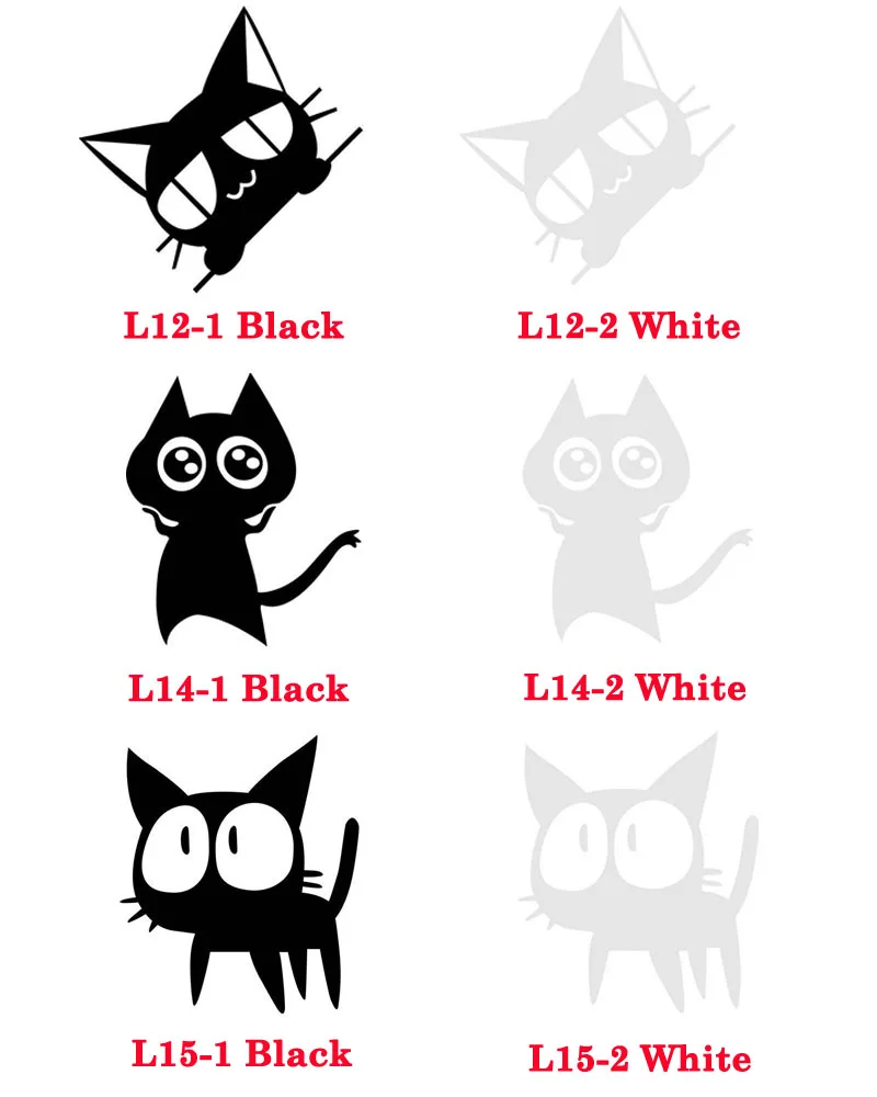 Cartoon Black White Cats Car Sticker Big Eyes Cat Auto Sticker 3D  Reflective Sticker Funny cat car stickers _ - AliExpress Mobile