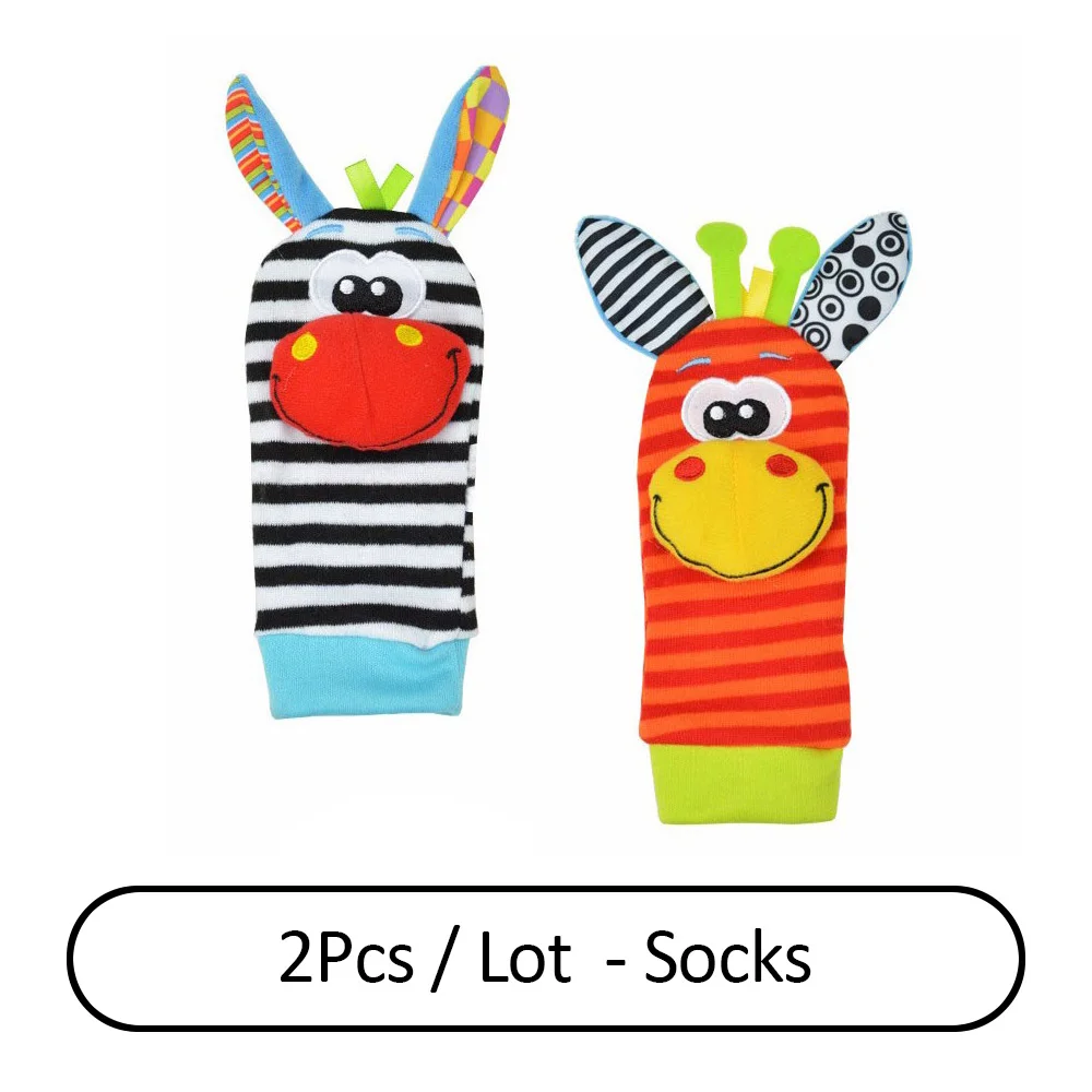 Мягкие Детские носки с мультяшными погремушками детские игрушки 0-12 месяцев плюшевые погремушки для ног игрушки для новорожденных - Цвет: WZ002-WAZI