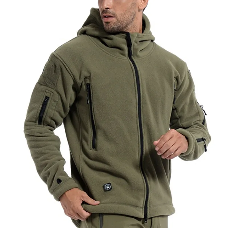 Мужская Флисовая тактическая куртка Polartec теплая флисовая с капюшоном верхняя - Фото №1