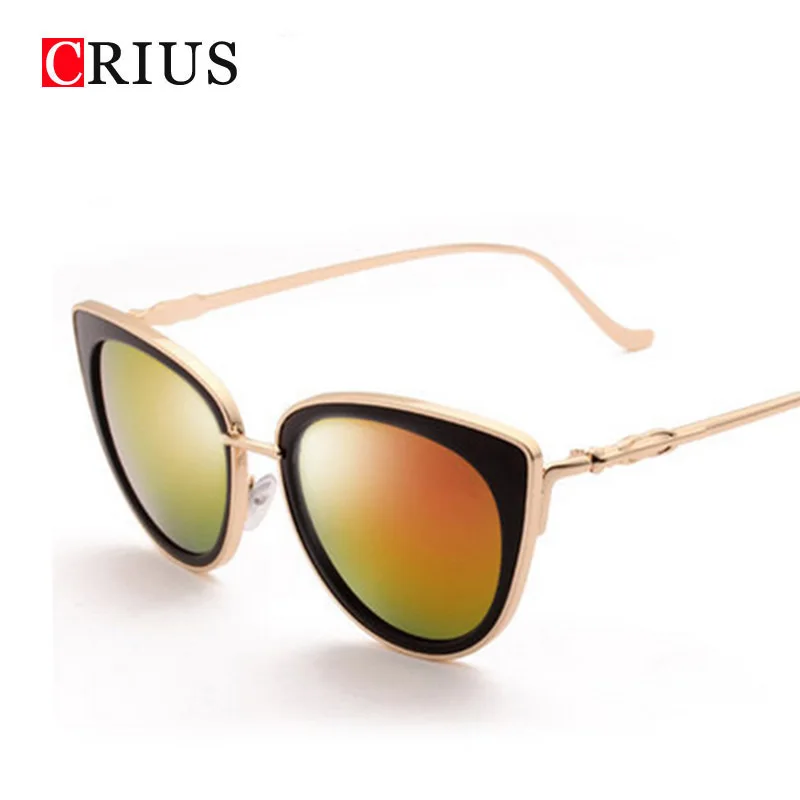 Брендовые CRIUS 2018 Новый Личность Красочные Солнцезащитные очки женские винтажные металлический каркас классический Круглые