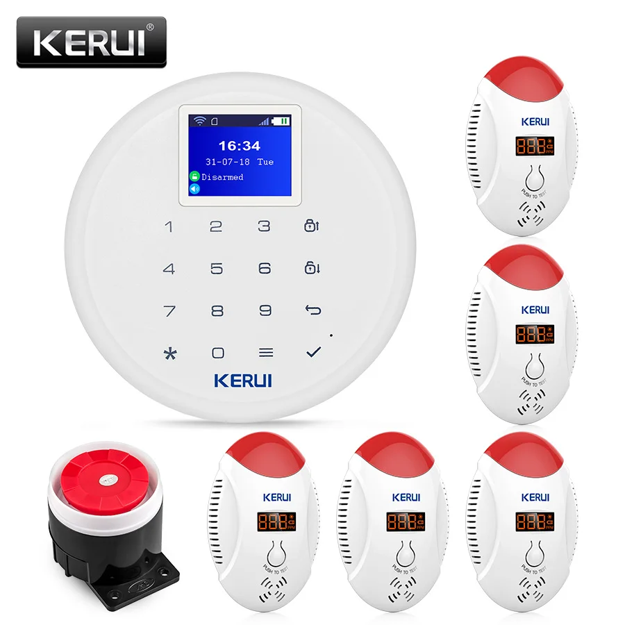 KERUI Беспроводной W17 Wi-Fi GSM дома охранной сигнализации Системы CO детектор Сигнализация комплект с Угарный газ Сенсор течеискатель - Цвет: Kit1 CO Detector