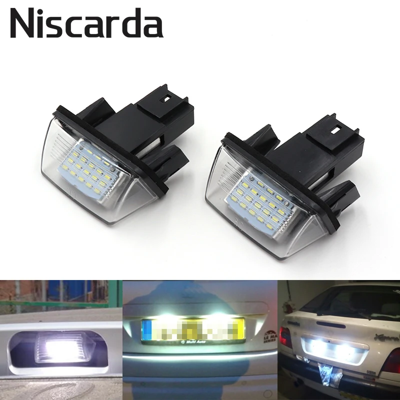 Niscarda 2 шт. Автомобильный светодиодный фонарь для номерного знака без ошибок для Citroen C2 BERLINGO SAXO XSARA peugeot Partner 6000K белая лампа
