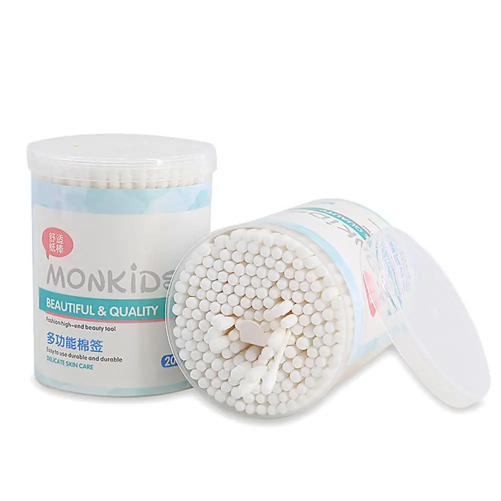 

None 200PCS Multifunctional Disposable Cotton Swab Double Head Round Spiral Head for Makeup Cleaning Tools Cleanup Cotton Buds