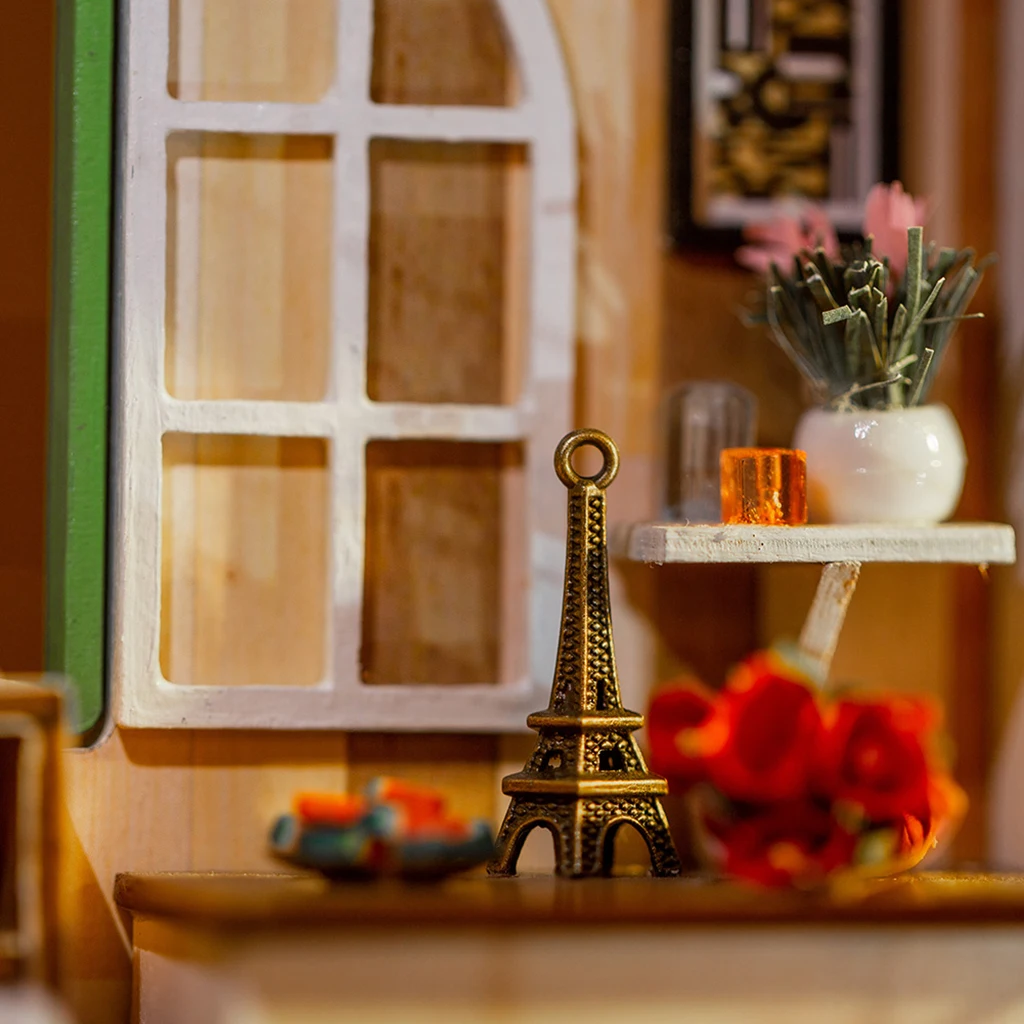 Wooden DIY Dollhouse Kit 1:24 Dollhouse Miniature Studio With Furniture and LED Light, Great for Valentine's Day/ Birthday Gift