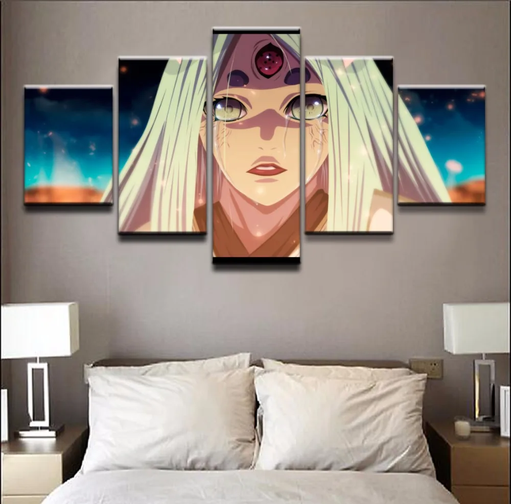 

Wall Art Home Decoration HD Printed 5 Panels Anime Girl Kaguya Otsutsuki Naruto Painting Modern Poster Canvas Modular Picture