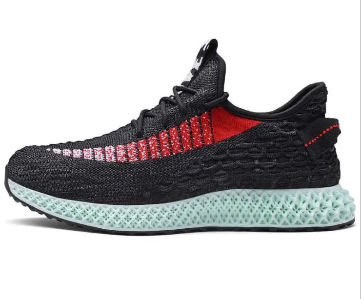 

Large size spring new 4D men's fashion shoes, flying weaving sports wear-resistant running breathable leisure shoes