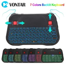 Hava fare 2.4GHz kablosuz mini klavye 7 renk arkadan aydınlatmalı rusça İngilizce T18 artı i8 + Touchpad denetleyicisi için Android TV kutusu PC