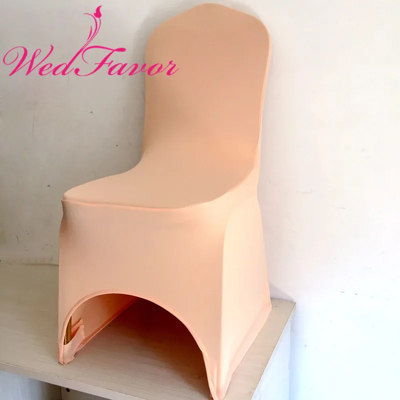 

WedFavor 100pcs Peach Universal Spandex Wedding Lycra Chair Covers For Banquet Hotel Event Decoration