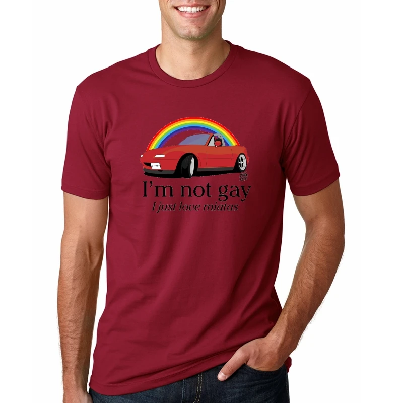 I'm not gay I just love my Miata, мужские летние футболки, повседневные топы с короткими рукавами, хлопок, футболка для мальчиков