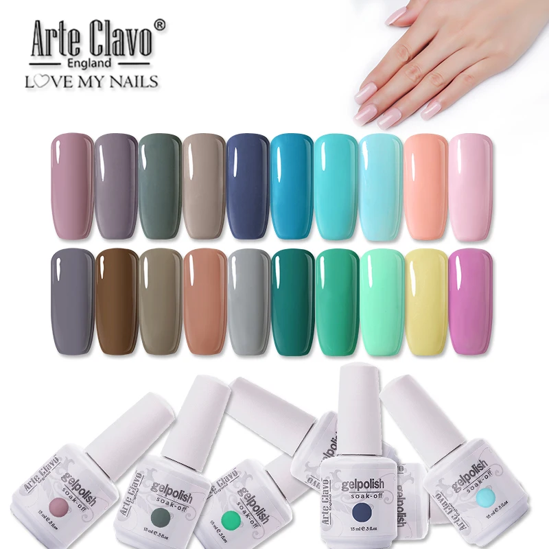 آرتي Clavo جديد 47 الألوان 15 m الأشعة فوق البنفسجية هلام مسمار البولندية نقع قبالة جيل للأظافر ورنيش مسمار الفن مانيكير قاعدة ل الأظافر بريق هلام...
