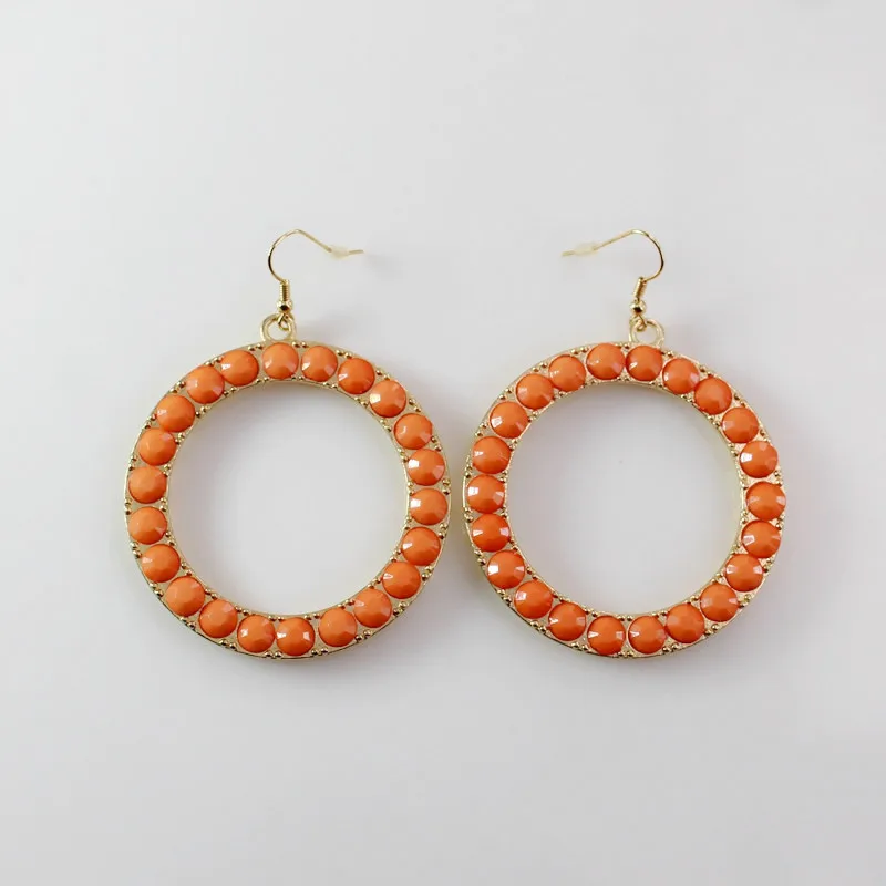 Women Orange Beads Hoop Earrings for Women Metallic Hoop Earringsin